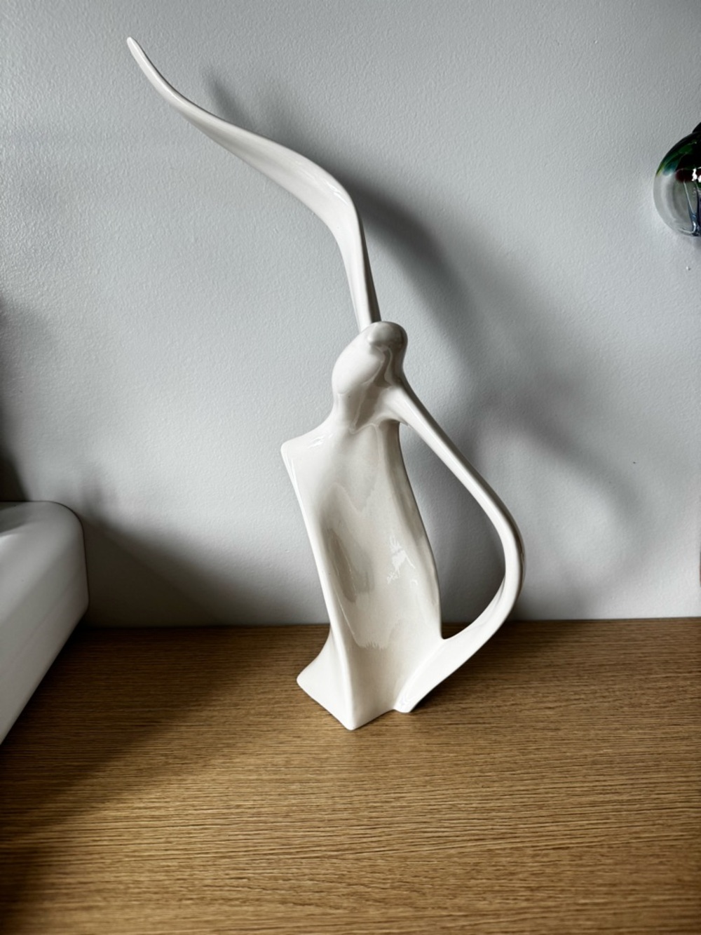 Elegant White Abstract Ceramic Sculpture for Home Art